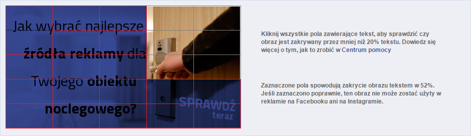 reklama fb 52 procent pokrycia tekstu
