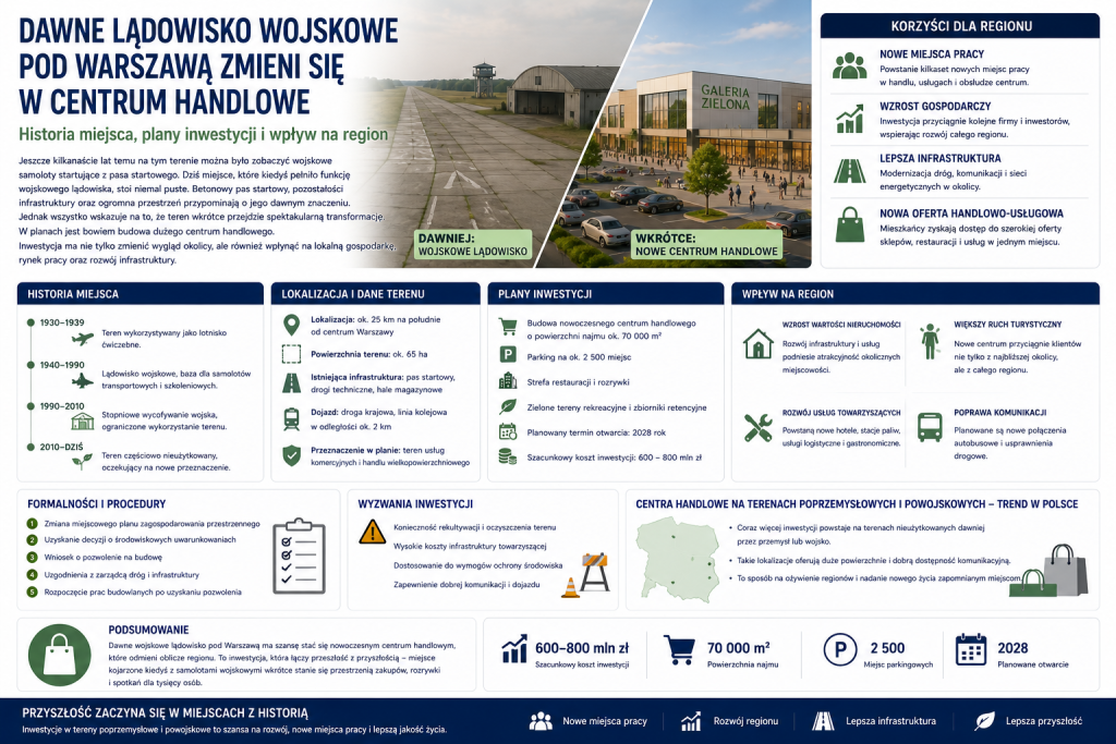 Dawne lądowisko wojskowe pod Warszawą zmieni się w centrum handlowe