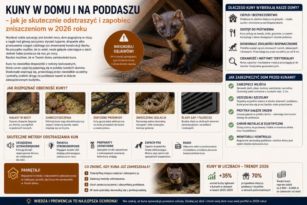 Kuny w domu i na poddaszu