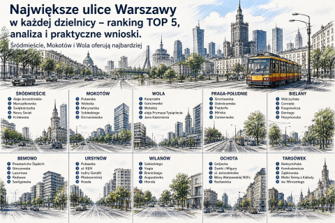 Największe ulice Warszawy w każdej dzielnicy