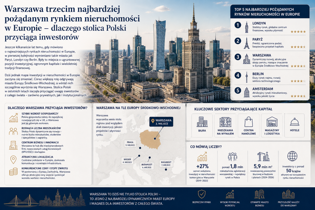 Warszawa trzecim najbardziej pożądanym rynkiem nieruchomości w Europie