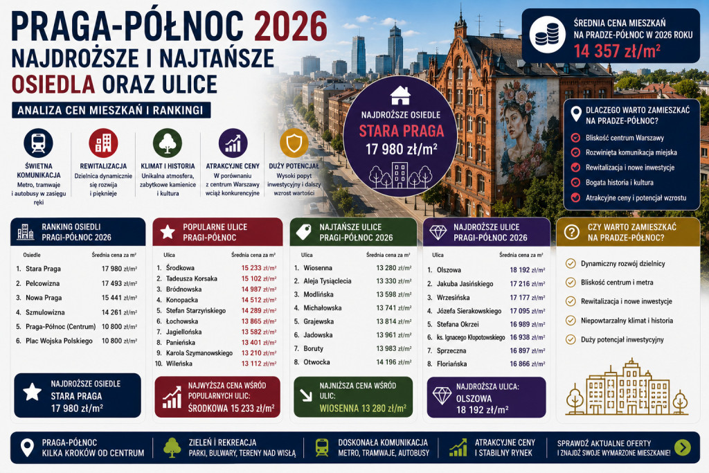 Ceny mieszkań Praga-Północ 2026