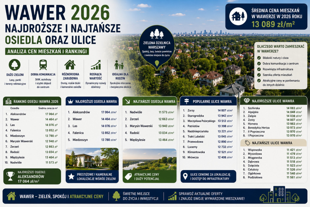 Ceny mieszkań Wawer 2026