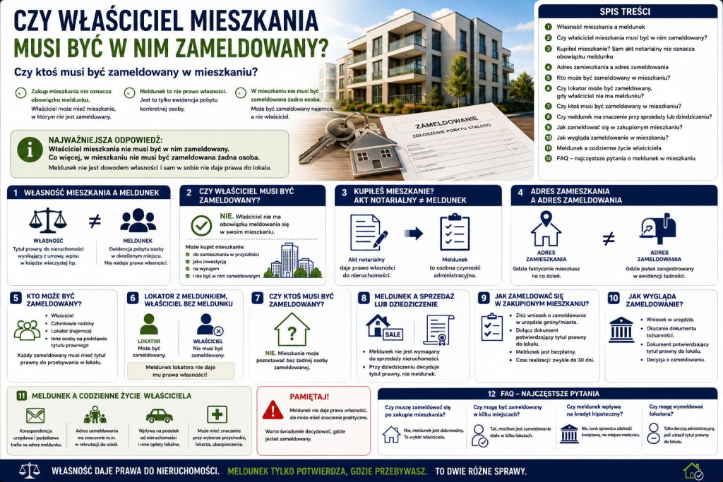 Czy właściciel mieszkania musi być w nim zameldowany?