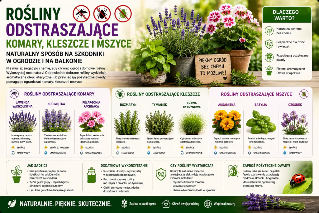 Rośliny odstraszające komary, kleszcze i mszyce