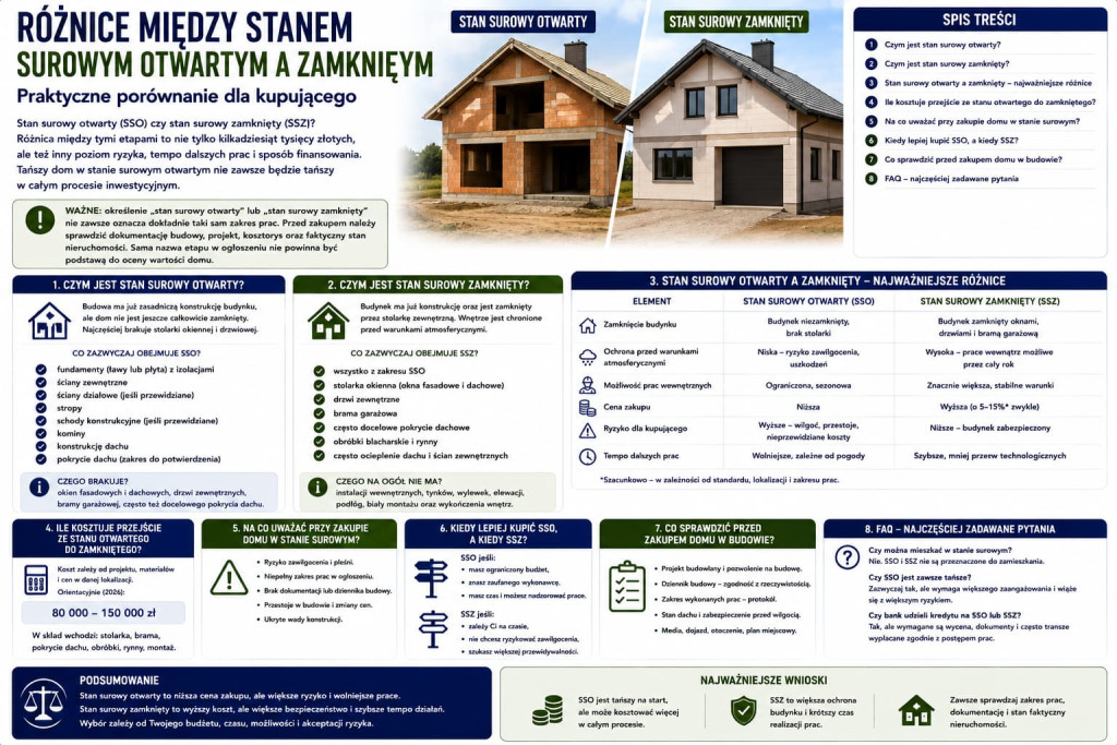 Różnice między stanem surowym otwartym a zamkniętym
