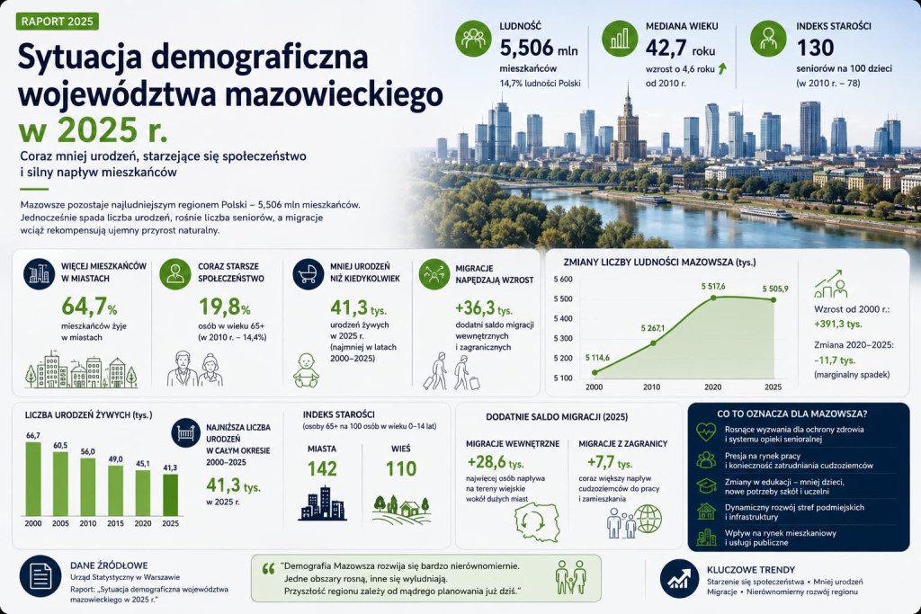 Sytuacja demograficzna województwa mazowieckiego w 2025 r.