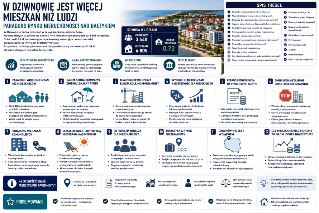 W Dziwnowie jest więcej mieszkań niż ludzi