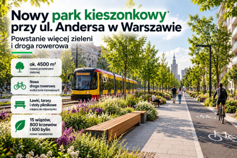 Nowy park kieszonkowy przy ul. Andersa w Warszawie